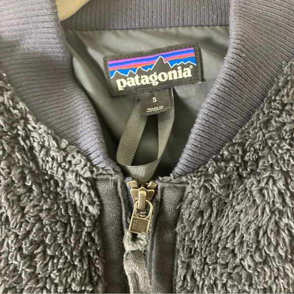 Patagonia Worn Wear Los Gatos Thick Fleece Blue Bomber Jacket Women's Small - Picture 16 of 16